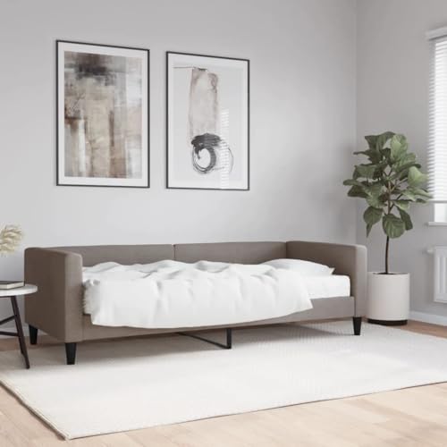 Massbinet Tagesbett mit Matratze Schlafsofa 2-Sitzer klein Sofas mit Schlaffunktion Klappsofa Sofa Bed Für Wohnzimmer & Schlafzimmer Taupe 80x200 cm Stoff von Massbinet