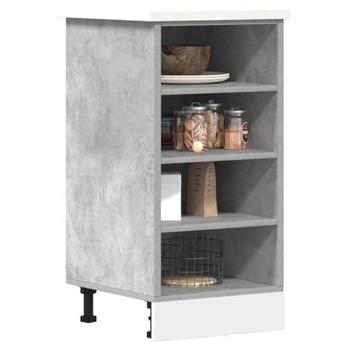 Massbinet Unterschrank Riga Betongrau 40x44,5x81,5 cm Holzwerkstoff Moderner Stil Anti-Kipp-Design Holz für Mehrzweckschrank Vorratsschrank für Küche, Wohnzimmer, Esszimmer von Massbinet