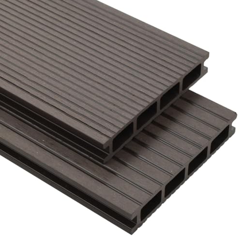 Massbinet WPC Hohlkammer Terrassendielen mit Zubehör 10 m² 2.2 m (Dunkelbraun) von Massbinet