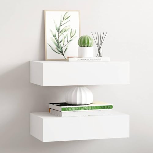 Massbinet Wandregale mit Schubladen Schweberegale 2 STK. Weiß 40x23,5x10 cm MDF Massbinet Wandregale mit Schubladen Schweberegale 2 STK. Weiß 40x23,5x10 cm MDF von Massbinet
