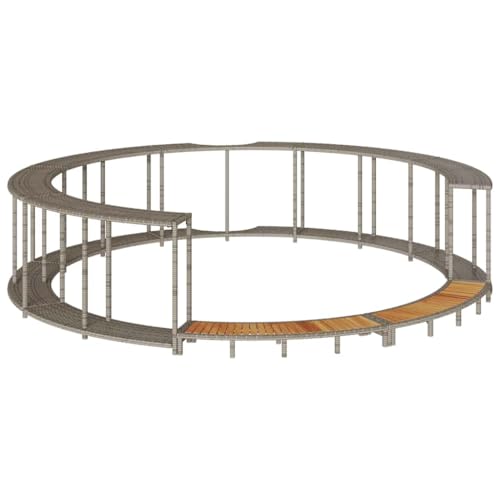 Massbinet Whirlpool Umrandung mit Stauraum Holztreppe Poly Rattan (Grau) von Massbinet