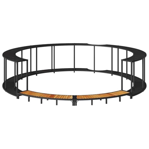 Massbinet Whirlpool Umrandung mit Stauraum Holztreppe Poly Rattan (Schwarz) von Massbinet
