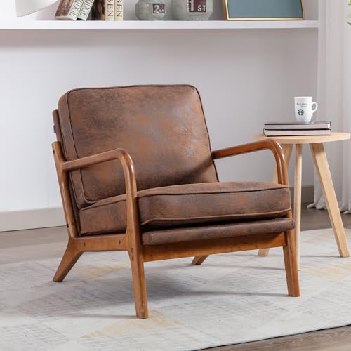 Massbinet Wood Frame Armchair Modern Accent Chair Lounge Chair for Living Room Coffee von Massbinet