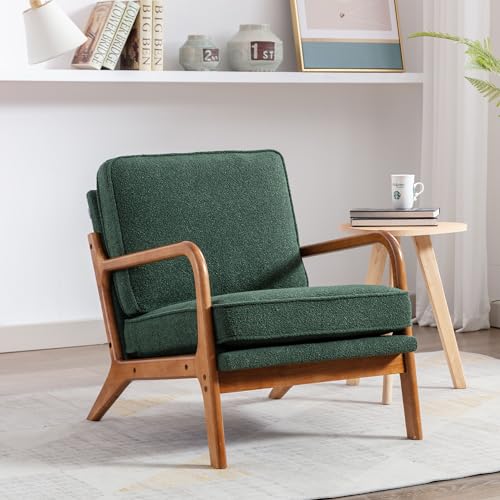 Massbinet Wood Frame Armchair Modern Accent Chair Lounge Chair for Living Room Emerald von Massbinet