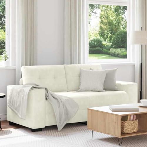 Massbinet Zweisitzer-Sofa Creme 140 cm Samt Sofa mit Schlaffunktion Polstersofa Sofagarnitur von Massbinet