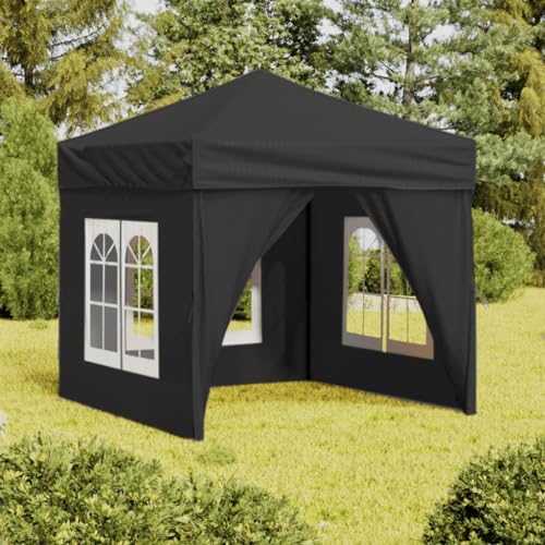 Massibinet Partyzelt Faltbar mit Seitenwänden Anthrazit Garten Pavillons Gartenpavillon Gartenzelt 2x2 m von Massbinet