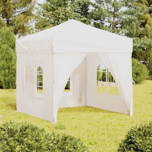 Massibinet Partyzelt Faltbar mit Seitenwänden Weiß 2x2 m Hochwertiges Festzelt Partyzelt Pavillon von Massbinet