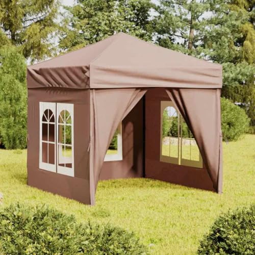 Massibinet Pavillon Wasserdicht verdickte PE-Plane Partyzelt Faltbar mit Seitenwänden Taupe 2x2 m von Massbinet