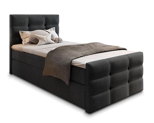 Masseno Boxspringbett Amon 100 100x200 cm Komplett-Set mit Matratze und Topper, Polsterbett mit Zwei Bettkästen -Schwarz, Cosmic 100 Masseno Boxspringbett Amon 100 100x200 cm Komplett-Set mit Matratze und Topper, Polsterbett mit Zwei Bettkästen -Schwarz, Cosmic 100 von Masseno