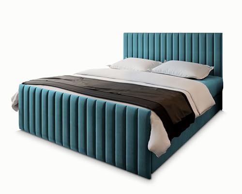 Masseno Boxspringbett Arion 180x200 cm Komplett-Set mit Matratze und Topper, Polsterbett mit Zwei Bettkästen -Blau, Kronos 13 von Masseno