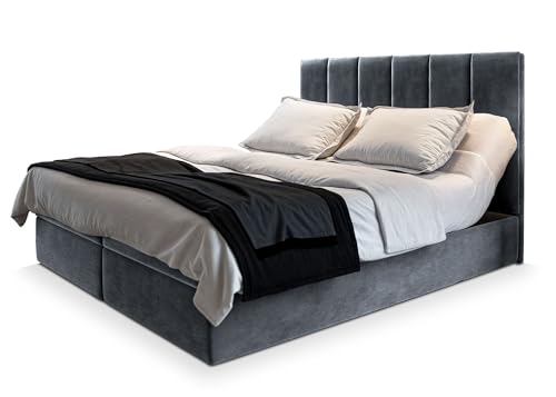 Masseno Boxspringbett BARINO 140x200 cm Komplett-Set mit Matratze und Topper, Polsterbett mit Zwei Bettkästen -Grau, Paros 06 Masseno Boxspringbett BARINO 140x200 cm Komplett-Set mit Matratze und Topper, Polsterbett mit Zwei Bettkästen -Grau, Paros 06 von Masseno