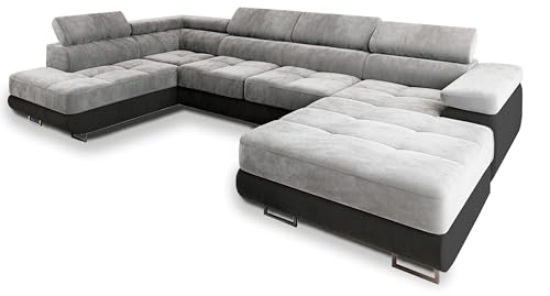 Masseno Ecksofa CASONE L-S mit Schlaffunktion U-Form, Sofa mit Bettkasten, Wohnzimmersofa, Couch, Soffa, Bettsofa, Couchgarnitur- Hellgrau, Monolith 84 + Monolith 95 Masseno Ecksofa CASONE L-S mit Schlaffunktion U-Form, Sofa mit Bettkasten, Wohnzimmersofa, Couch, Soffa, Bettsofa, Couchgarnitur- Hellgrau, Monolith 84 + Monolith 95 von Masseno