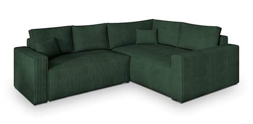 Masseno Ecksofa ERONIS P R-S mit Schlaffunktion L-Form, Sofa mit Bettkasten, Wohnzimmersofa, Couch, Soffa, Bettsofa, Couchgarnitur- Grün, POSO 14 von Masseno