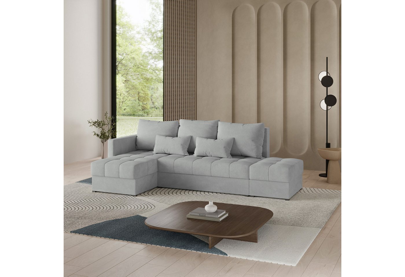 Masseno Ecksofa LUMARI mit Schlaffunktion L-Form, Sofa mit Bettkasten von Masseno