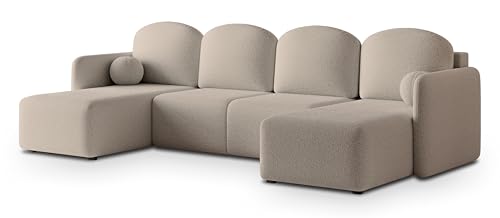 Masseno Ecksofa NUBERO Q mit Schlaffunktion U-Form, Sofa mit Bettkasten, Wohnzimmersofa, Couch, Soffa, Bettsofa, Couchgarnitur- Beige, Quelle 05 von Masseno