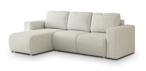 Masseno Ecksofa RINOVA NV mit Schlaffunktion L-Form, Sofa mit Bettkasten, Wohnzimmersofa, Couch, Soffa, Bettsofa, Couchgarnitur- Creme, Neve 02 von Masseno