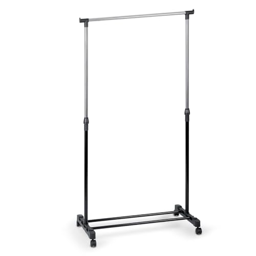 Massido Kleiderständer auf Rollen Garderobenständer aus Metall 2 Ablagen Höhenverstellbar Breitenverstellbar Schwarz Silber Massido Kleiderständer auf Rollen Garderobenständer aus Metall 2 Ablagen Höhenverstellbar Breitenverstellbar Schwarz Silber von Massido