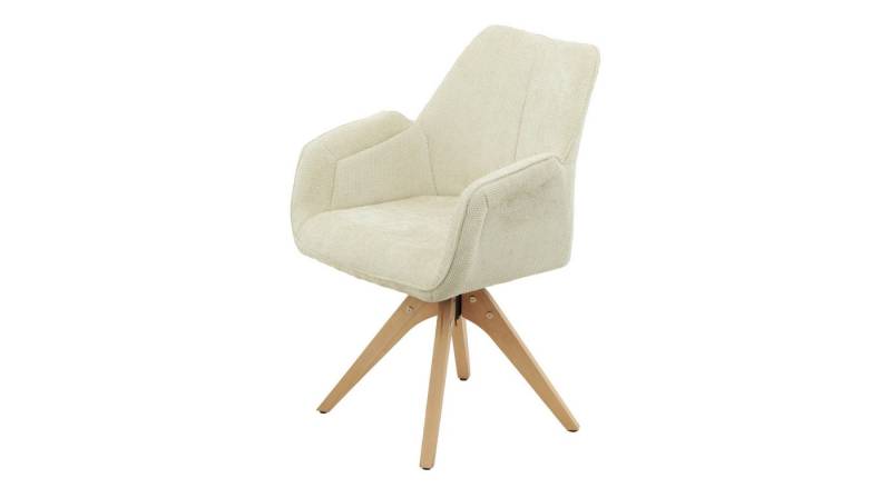 Massivart® Polsterstuhl Armlehne drehbar grau / beige / MICHELLE / 360 Grad, Esszimmerstuhl / Holzbeine Rubberwood Massivholz von Massivart®