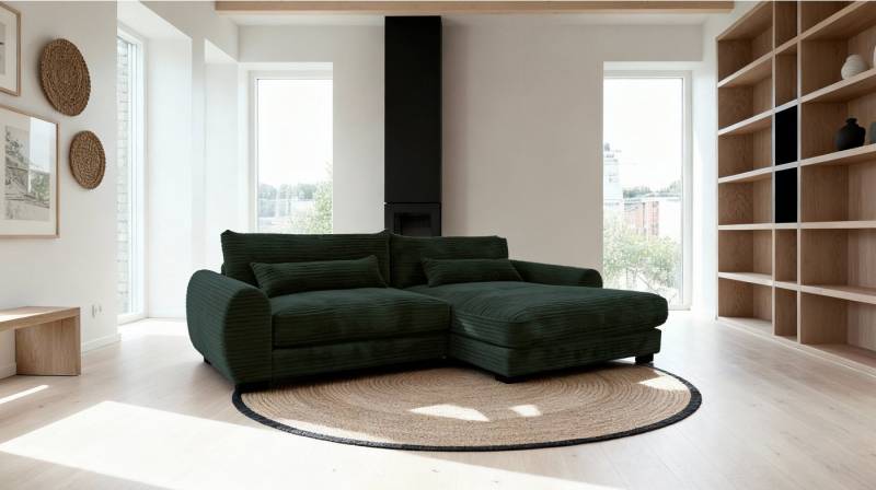 Massivart® Ecksofa Cord / 265 cm breit / Cordsofa mit Nosagfederung / MARK, frei im Raum stellbar · inkl. Kissen-Set · Massivart von Massivart®