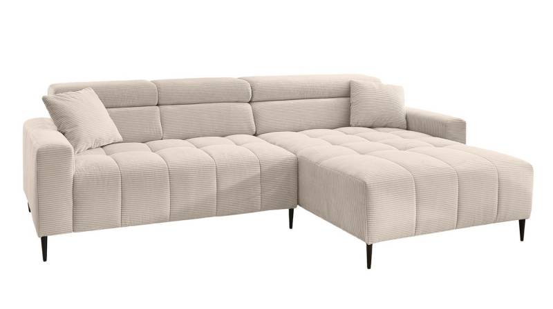 Massivart® Ecksofa Cord 256 cm / Cordsofa / Sitztiefen- & Kopfteilverstellung / SIMPLE, Nosagfederung · frei im Raum stellbar von Massivart®