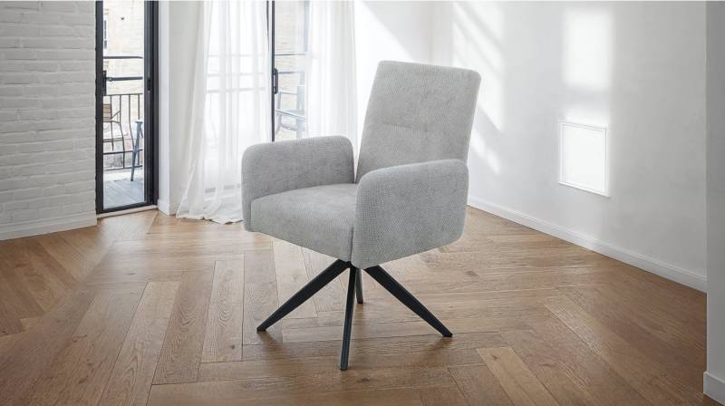 Massivart® Polsterstuhl Armlehne drehbar / grau-beige oder grau / Taschenfederkern / VILDE, Esszimmerstuhl / inkl. Nivellierung / Webstoff von Massivart®