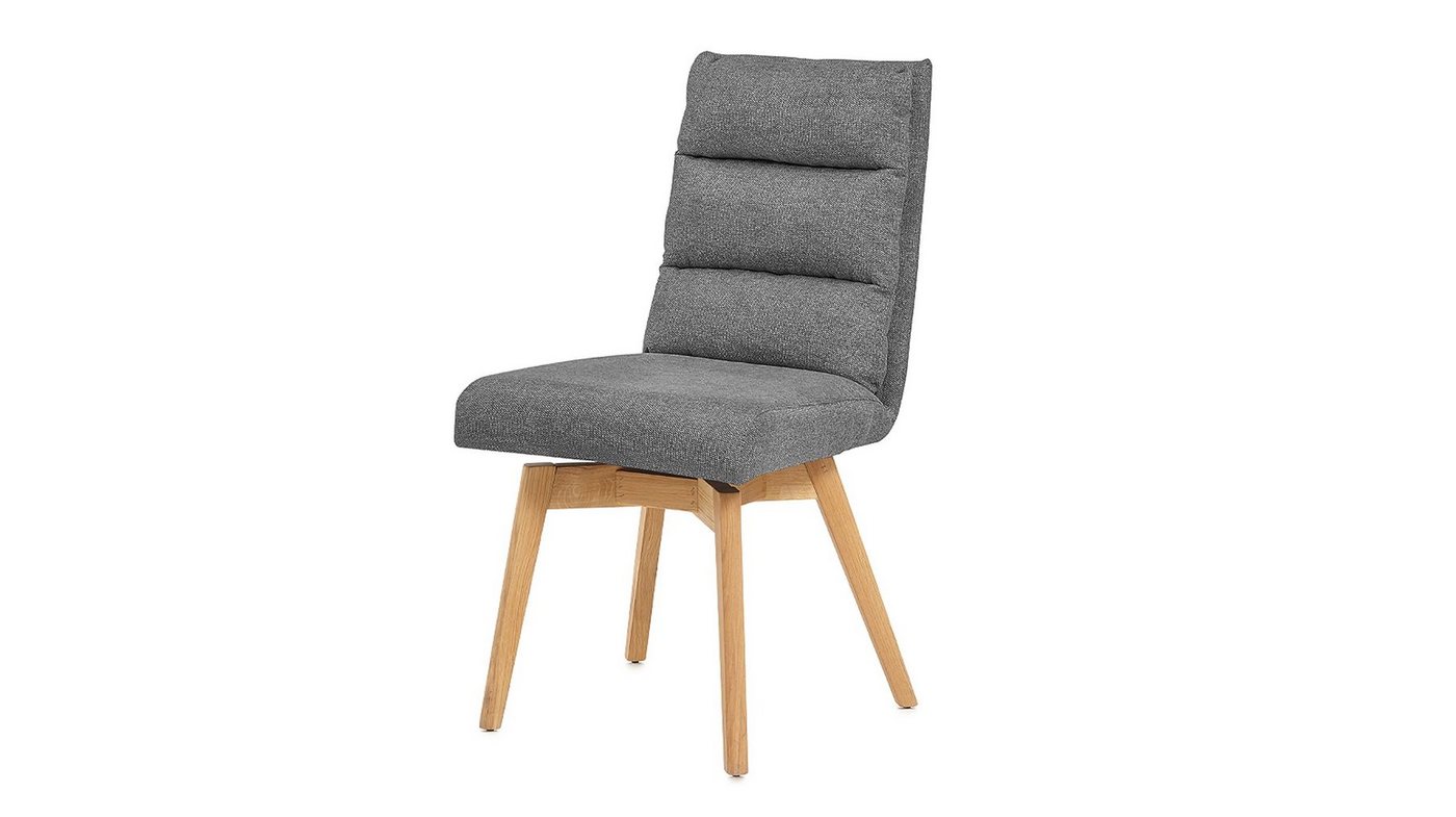 Massivart® Polsterstuhl Esszimmer anthrazit drehbar 180 Grad / KAMPALA, Holzbeine in geölter Wildeiche / Strukturoptik von Massivart®