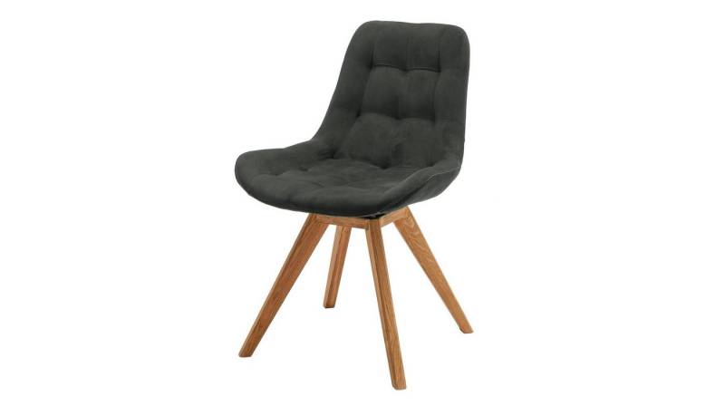 Massivart® Polsterstuhl Esszimmer / anthrazit / BELFAST / Steppnähte, Standbeine in geölter Wildeiche / Sitz- Rückenfläche mit Absteppungen von Massivart®