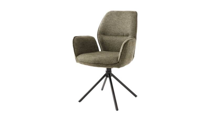 Massivart® Polsterstuhl mit Armlehnen / Stoffbezug Chenille-Optik / drehbar 180 Grad / GREYTON, gepolsterte Armlehnen · Drehfunktion 180° · mit Nivellierung von Massivart®
