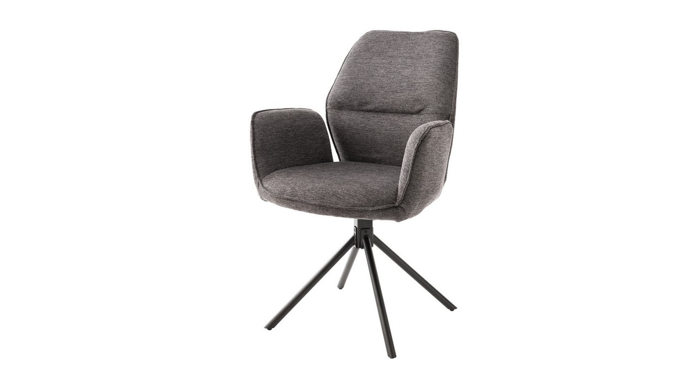Massivart® Polsterstuhl mit Armlehnen / Stoffbezug Chenille-Optik / drehbar 180 Grad / GREYTON, gepolsterte Armlehnen · Drehfunktion 180° · mit Nivellierung von Massivart®