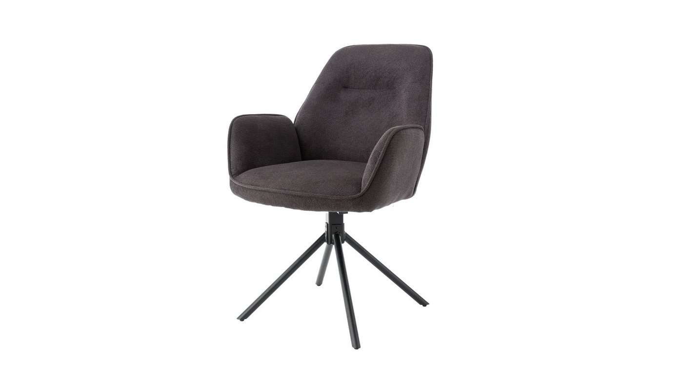Massivart® Polsterstuhl mit Armlehnen / Stoffbezug Chenille-Optik / drehbar 180 Grad / MALITA, Metallgestell matt schwarz • belastbar bis 120 kg • mit Nivellierung von Massivart®