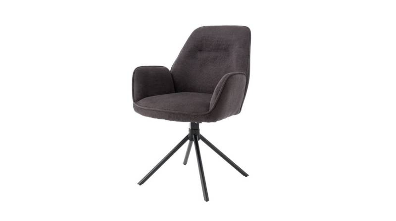 Massivart® Polsterstuhl mit Armlehnen / Stoffbezug Chenille-Optik / drehbar 180 Grad / MALITA, Metallgestell matt schwarz • belastbar bis 120 kg • mit Nivellierung von Massivart®
