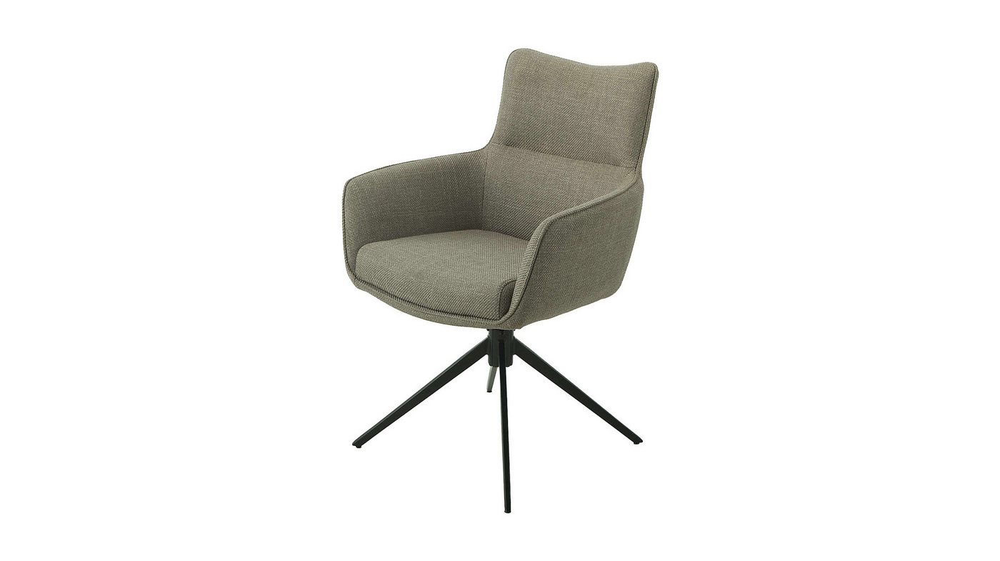 Massivart® Polsterstuhl mit Armlehnen / Webstoff anthrazit/schlamm / drehbar 360° / LIMA, Metallgestell schwarz pulverbeschichtet • Steppnähte • Nivellierung von Massivart®