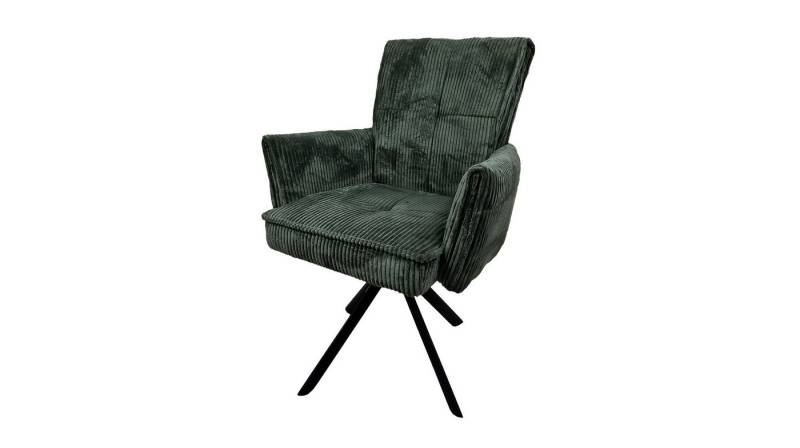 Massivart® Polsterstuhl mit Armlehnen Cordbezug / Taschenfederkern drehbar 360° / RAVELLO, Metallgestell schwarz · gepolsterte Armlehnen · belastbar bis 120 kg von Massivart®