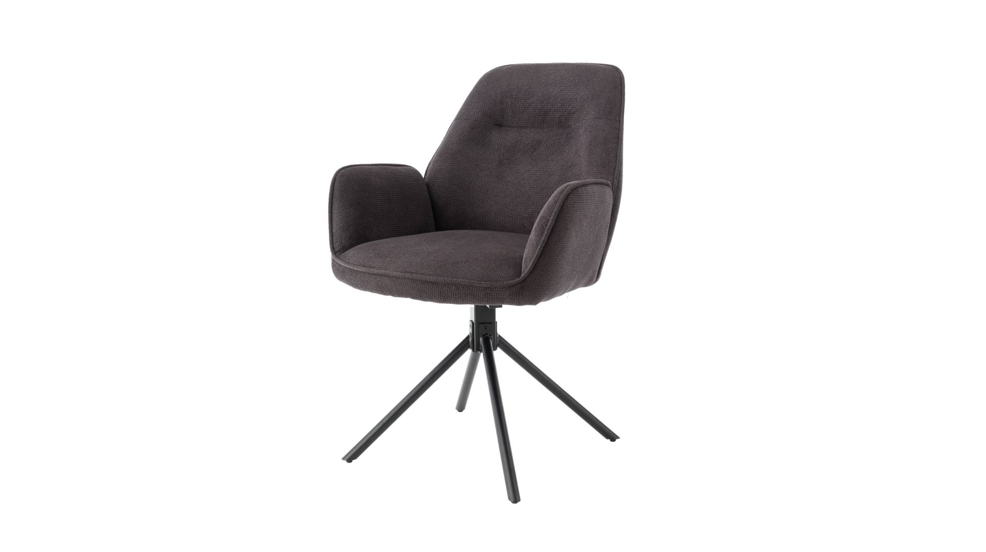 Armlehnstuhl anthrazit Drehstuhl Chenille Optik - MALITA von Massivart