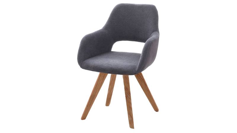 Armlehnstuhl grau Drehstuhl Microfaser - Wildeiche - ASELLA von Massivart