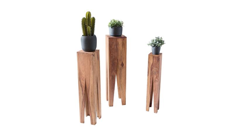 Beistelltisch 3er-Set Akazie massiv lackiert - 25 x 25 cm - SOFIE von Massivart