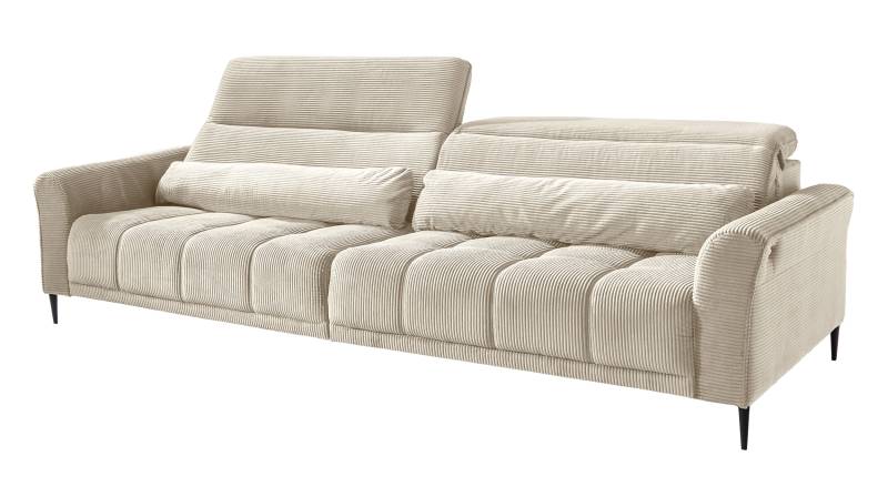 Big Sofa Cord beige - 280 cm - Nosagunterfederung - LOGAN von Massivart