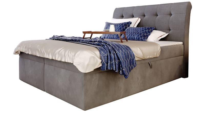 Boxbett 160 x 200 cm grau Bettkasten - DIEGO von Massivart