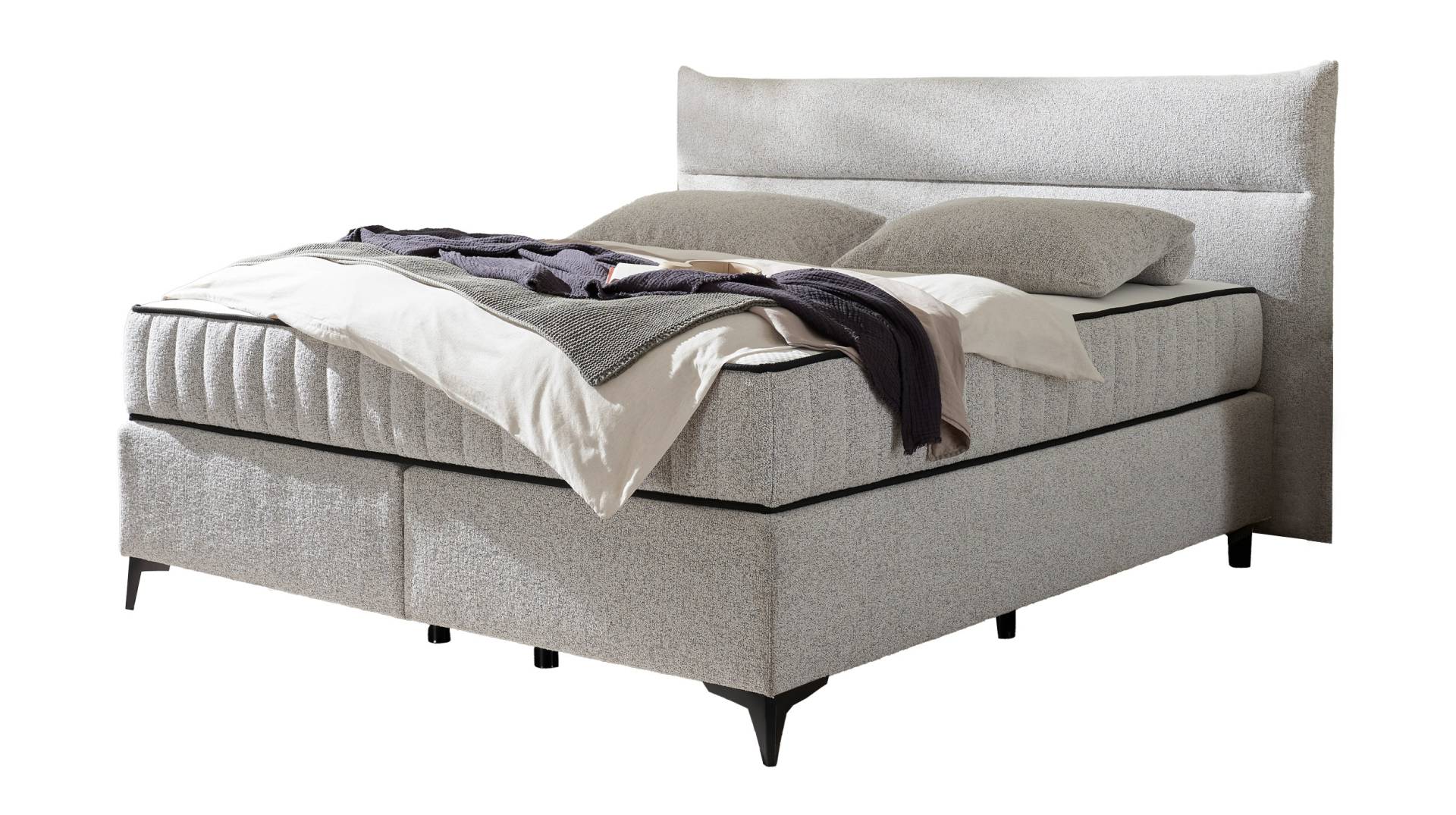 Boxspringbett 180 x 200 cm grau Webstoff - VLIELAND Boxspringbett 180 x 200 cm grau Webstoff - VLIELAND von Massivart