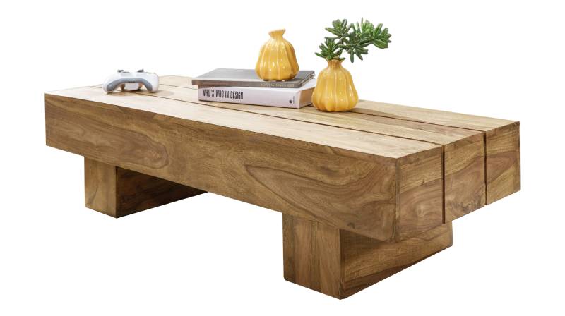 Couchtisch Akazie lackiert massiv 120 x 30 cm - CUBESO von Massivart