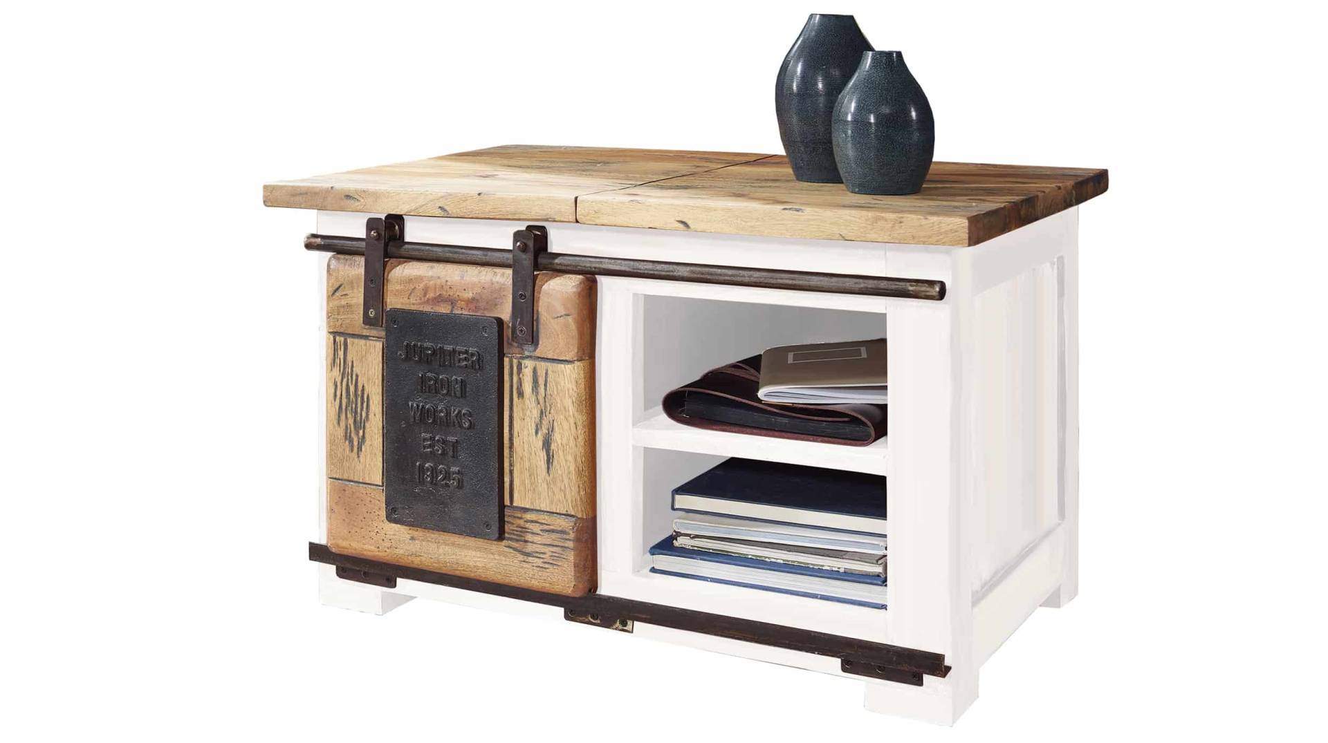 Couchtisch Rolltür Massivholz weiß Mango 76 x 51 cm - EMANUEL Couchtisch Rolltür Massivholz weiß Mango 76 x 51 cm - EMANUEL von Massivart