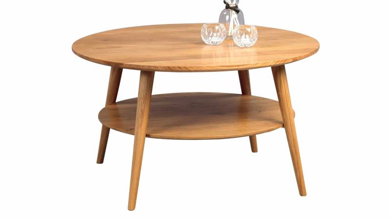 Couchtisch Wildeiche massiv geölt rund 80 x 80 cm - STELLA von Massivart