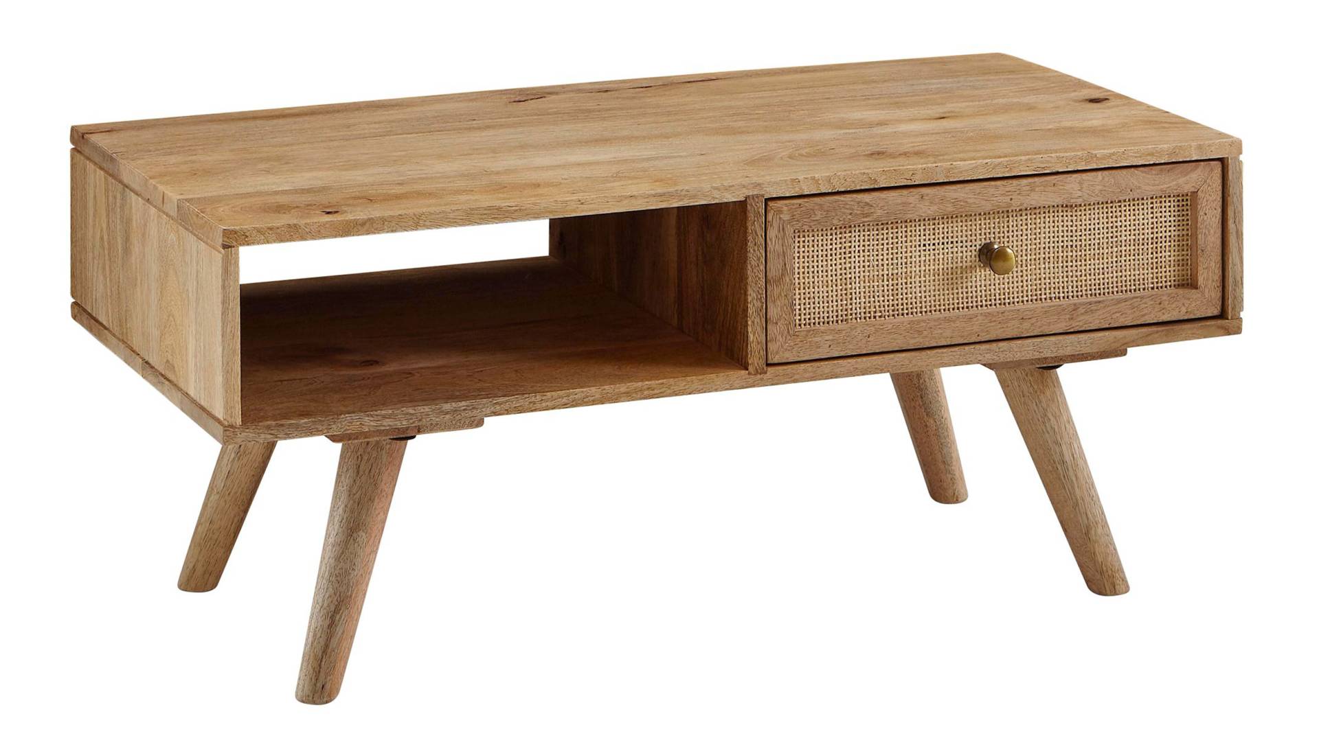 Couchtisch mit Schublade Mango massiv - Rattan 90 x 40 cm - RIKARD Couchtisch mit Schublade Mango massiv - Rattan 90 x 40 cm - RIKARD von Massivart