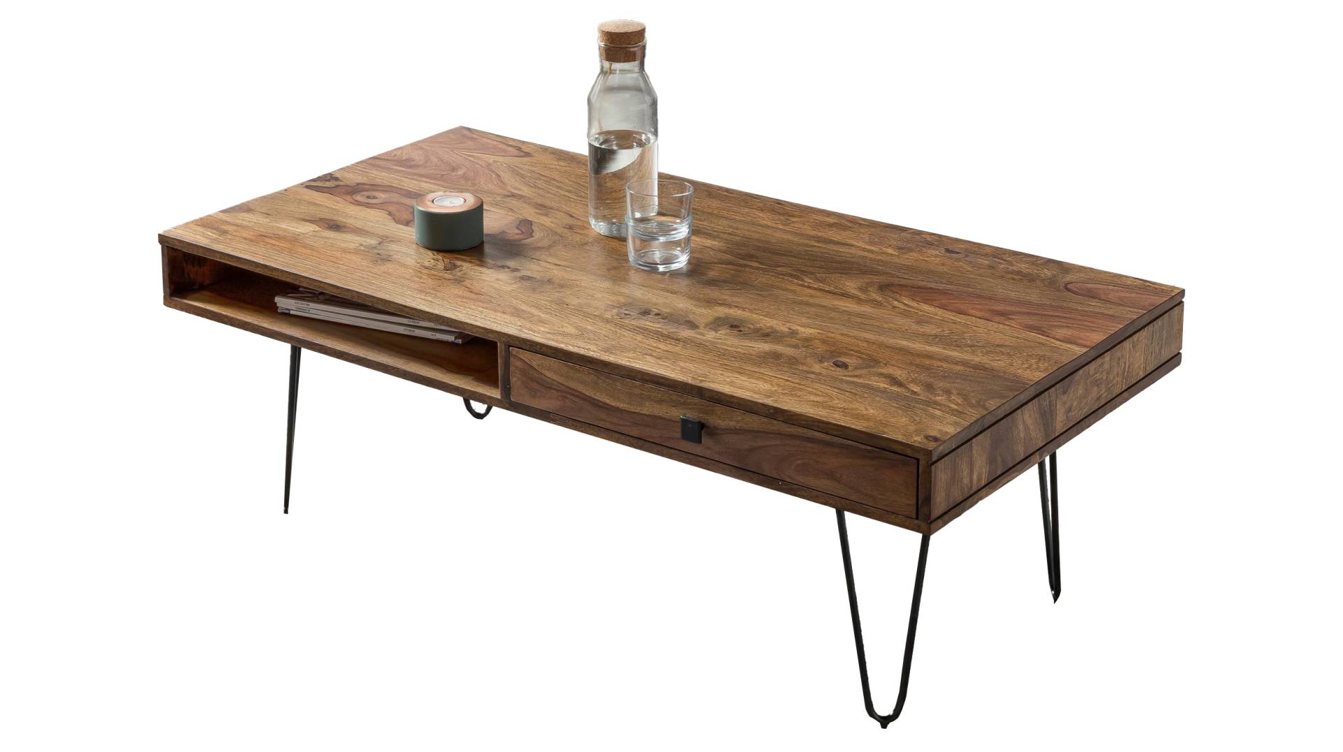 Couchtisch mit Schublade Sheesham massiv gebeizt 115 x 60 cm - BARBRO Couchtisch mit Schublade Sheesham massiv gebeizt 115 x 60 cm - BARBRO von Massivart