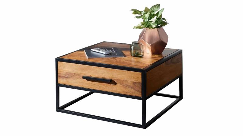 Couchtisch mit Schublade Sheesham massiv gebeizt 65 x 65 cm - SIGNE von Massivart