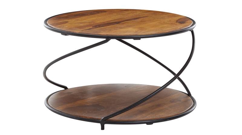 Couchtisch rund Sheesham massiv lackiert 58 x 35 cm - RUNDA von Massivart