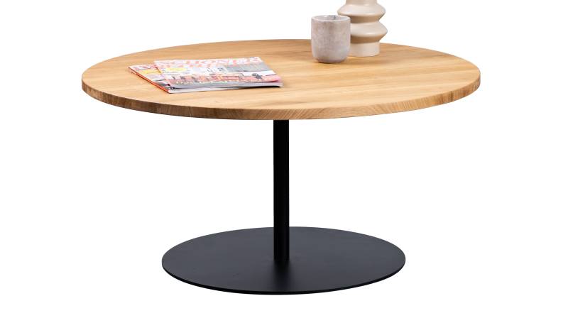 Couchtisch rund Wildeiche massiv geölt 80 x 80 cm - LANDARO von Massivart