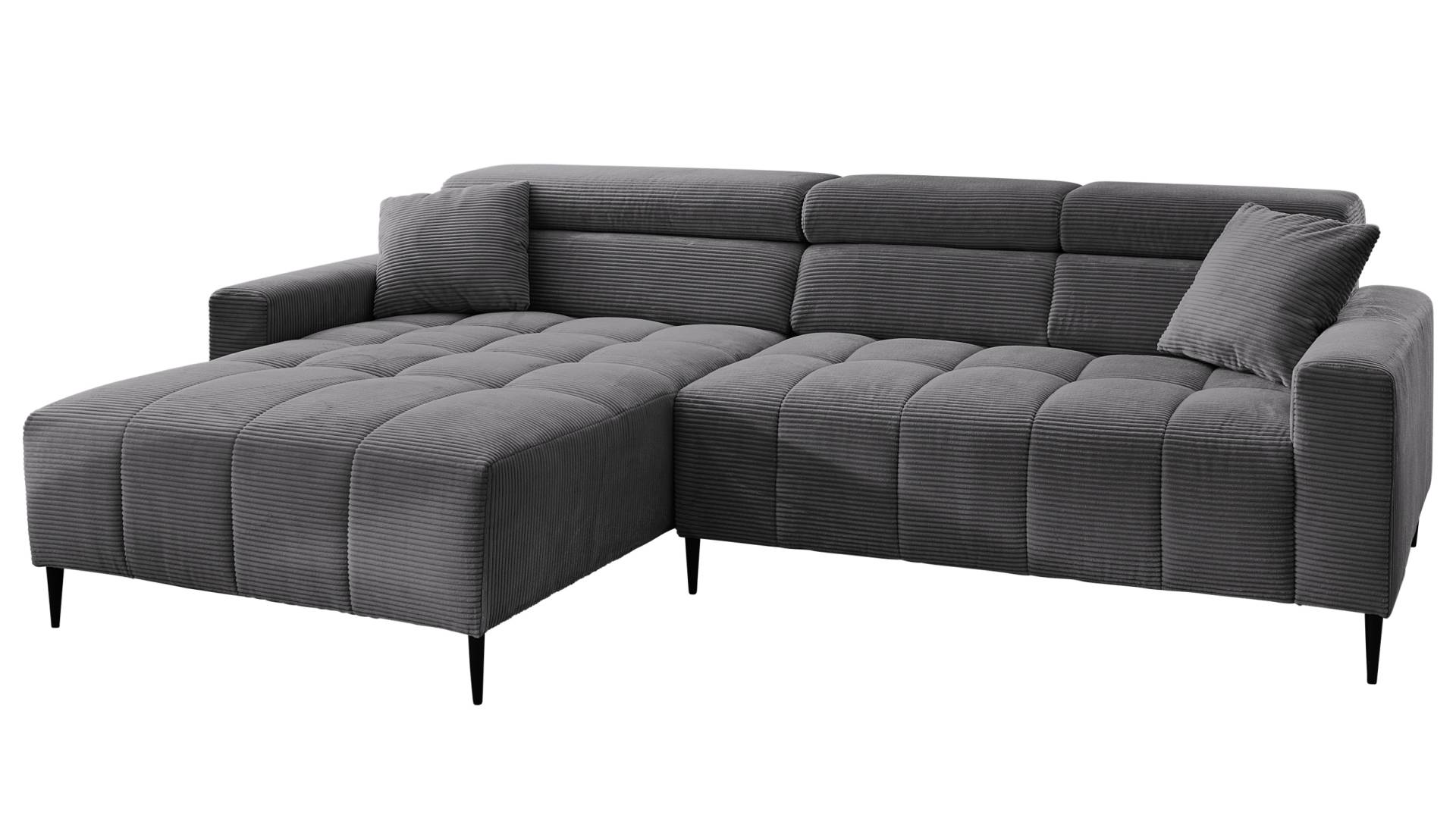 Ecksofa Cord grau - 256 x 180 cm - Sitztiefenverstellung - SIMPLE von Massivart