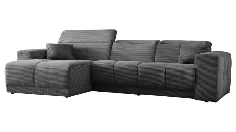 Ecksofa Cord grau 302 x 167 cm mit Relaxfunktion - TONI von Massivart