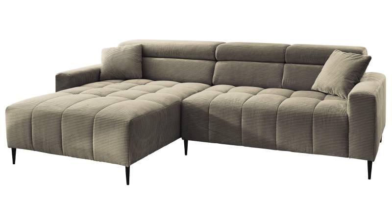 Ecksofa Cord grün ausziehbar - Sitztiefenverstellung 256 cm - SIMPLE von Massivart